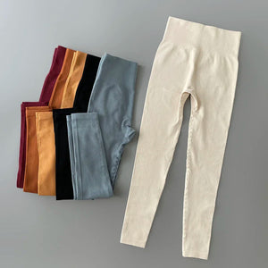 High-Waisted Ribbed Seamless Yoga Leggings