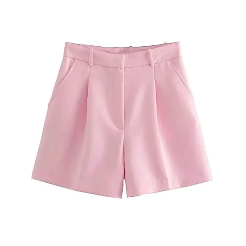 Vintage High Waist Zipper Fly Female Shorts