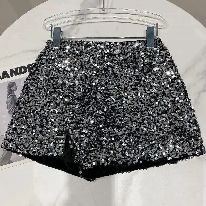 Spring/Summer Spice Girls-Inspired Sequin Zipper Shorts