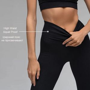 High-Waisted Ribbed Seamless Yoga Leggings
