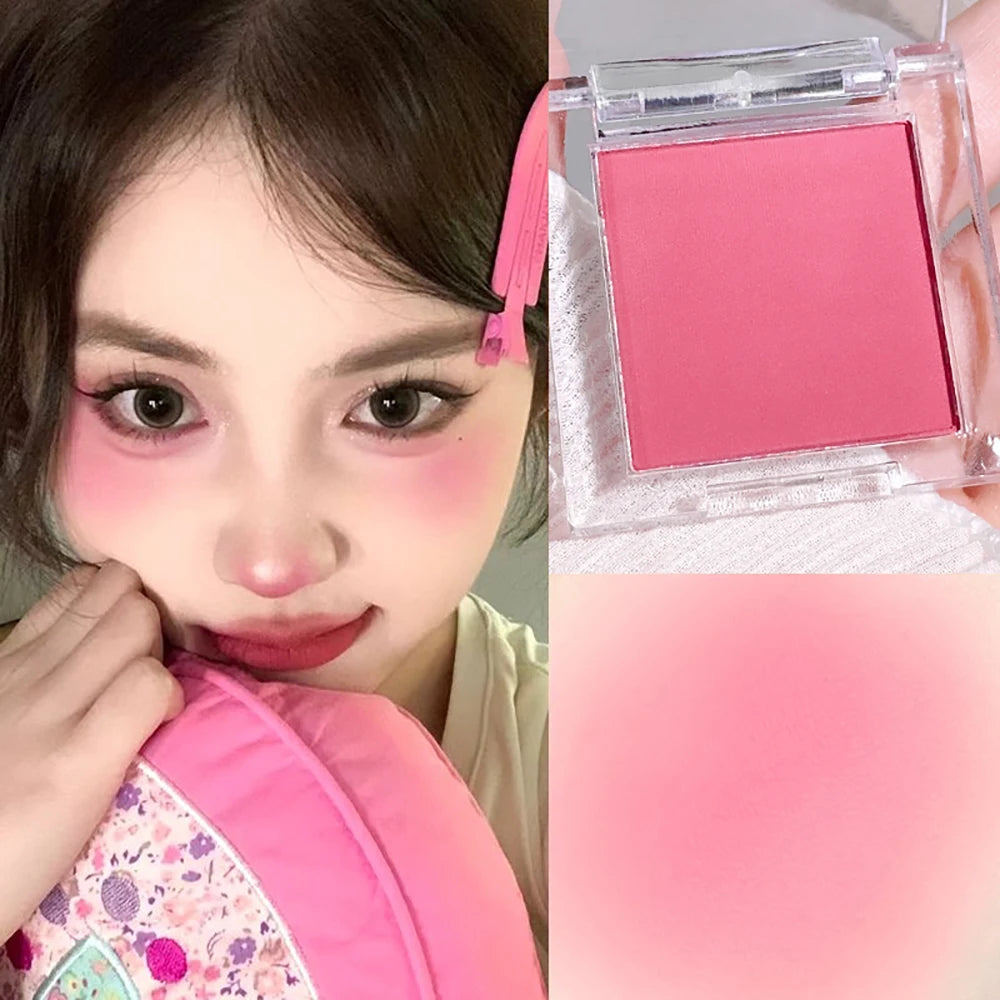 6-Color Monochrome Matte Blush Palette – Soft Peach, Pink, Purple, and Highlight Shades for a Youthful, Natural Glow