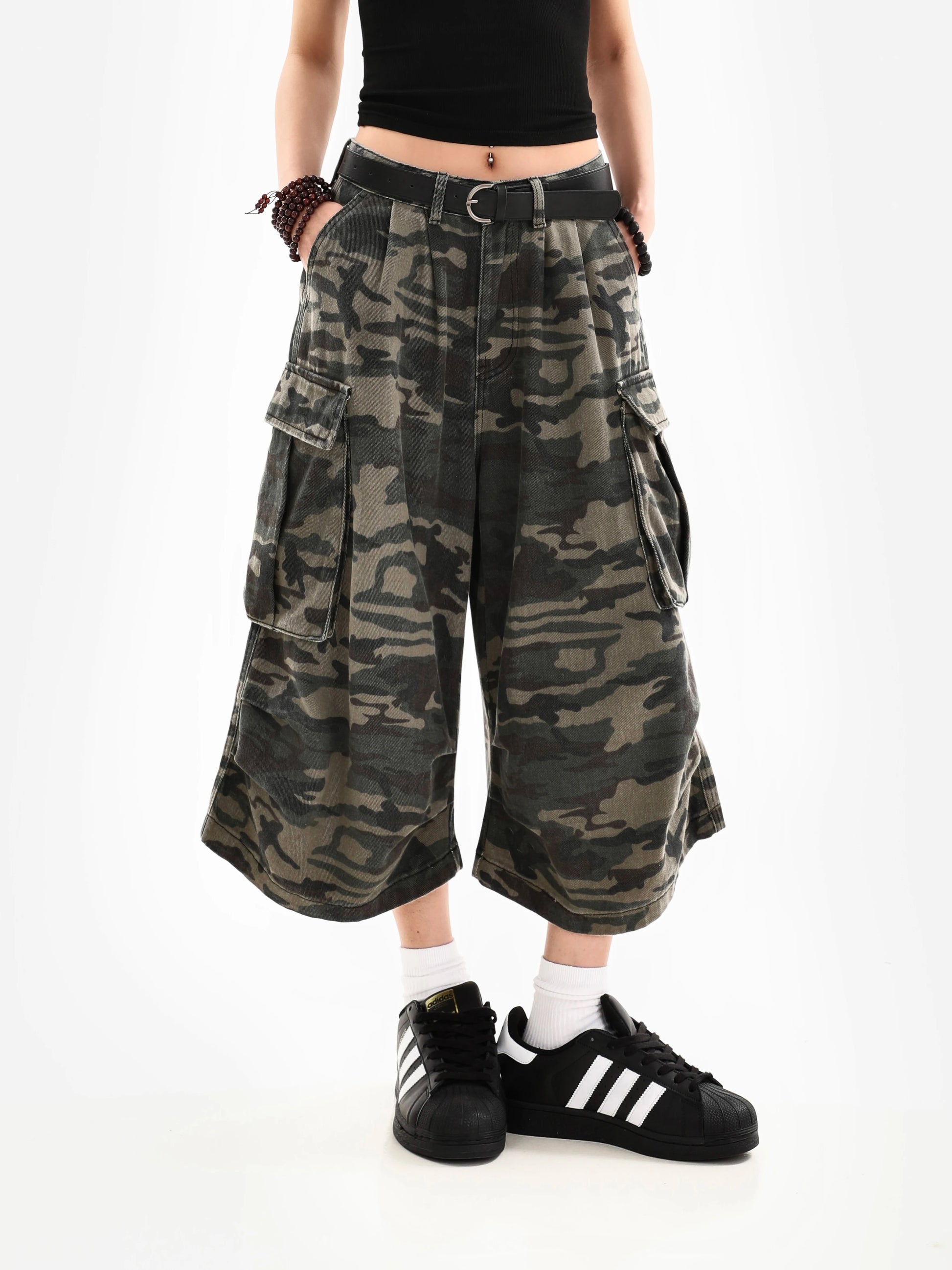 Vintage High-Waist Street Style Calf-Length Pants