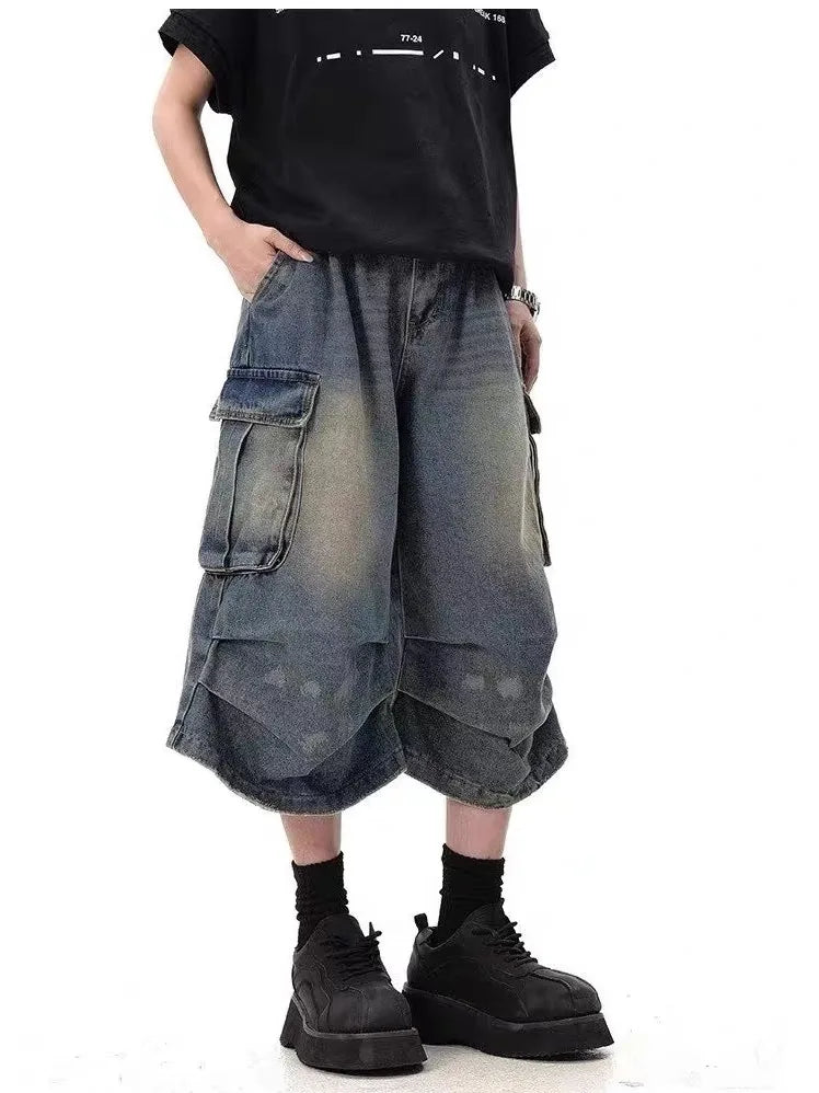 Vintage High-Waist Street Style Calf-Length Pants