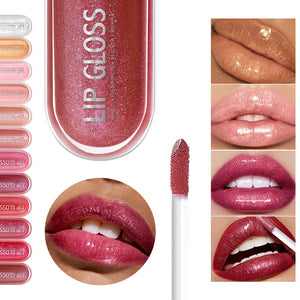 USHAS 12-Color Glitter Lip Gloss Set – Long-Lasting Metallic Shine, Diamond Pearlescent Lip Glaze | Moisturizing Liquid Lipstick