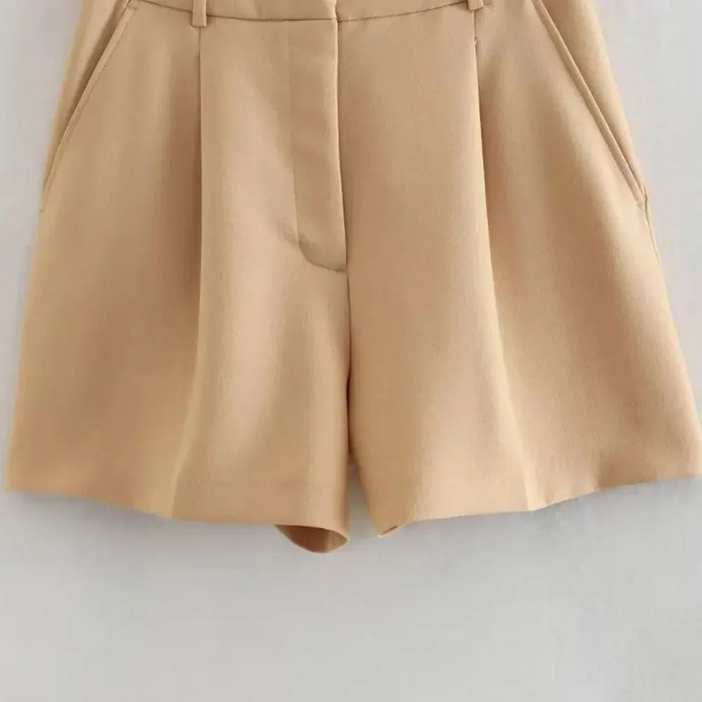 Vintage High Waist Zipper Fly Female Shorts