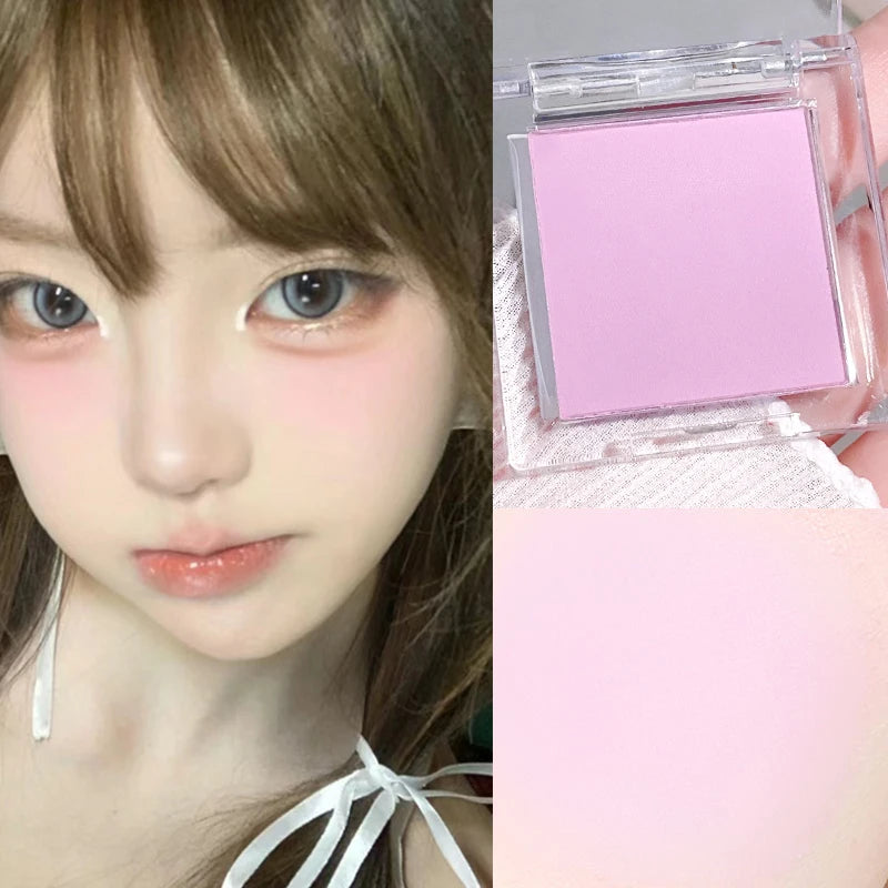 6-Color Monochrome Matte Blush Palette – Soft Peach, Pink, Purple, and Highlight Shades for a Youthful, Natural Glow