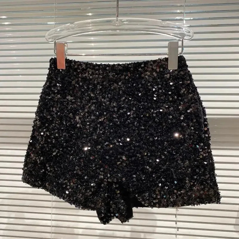 Spring/Summer Spice Girls-Inspired Sequin Zipper Shorts
