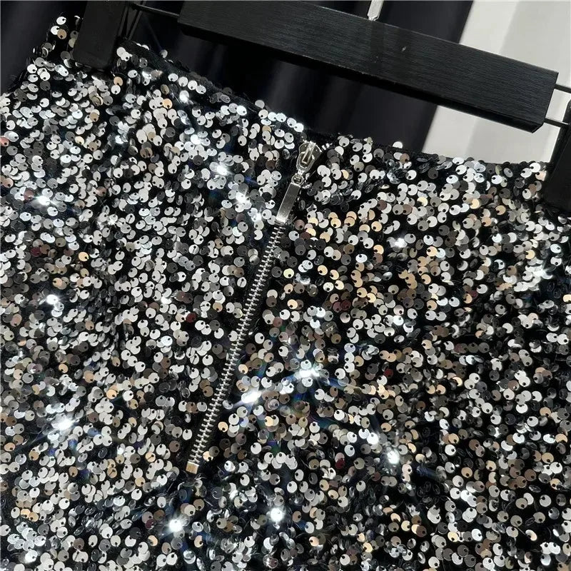 Spring/Summer Spice Girls-Inspired Sequin Zipper Shorts