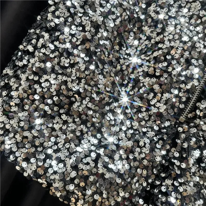 Spring/Summer Spice Girls-Inspired Sequin Zipper Shorts