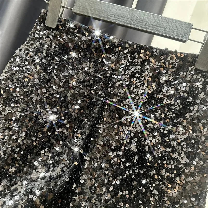 Spring/Summer Spice Girls-Inspired Sequin Zipper Shorts