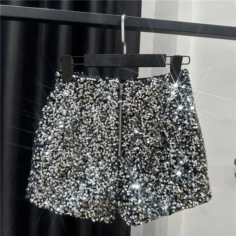 Spring/Summer Spice Girls-Inspired Sequin Zipper Shorts