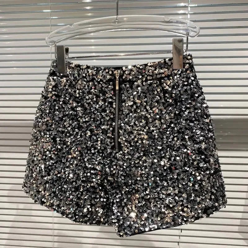 Spring/Summer Spice Girls-Inspired Sequin Zipper Shorts