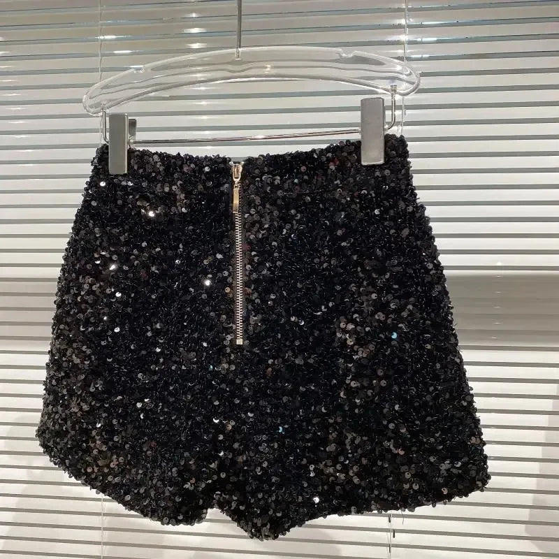 Spring/Summer Spice Girls-Inspired Sequin Zipper Shorts