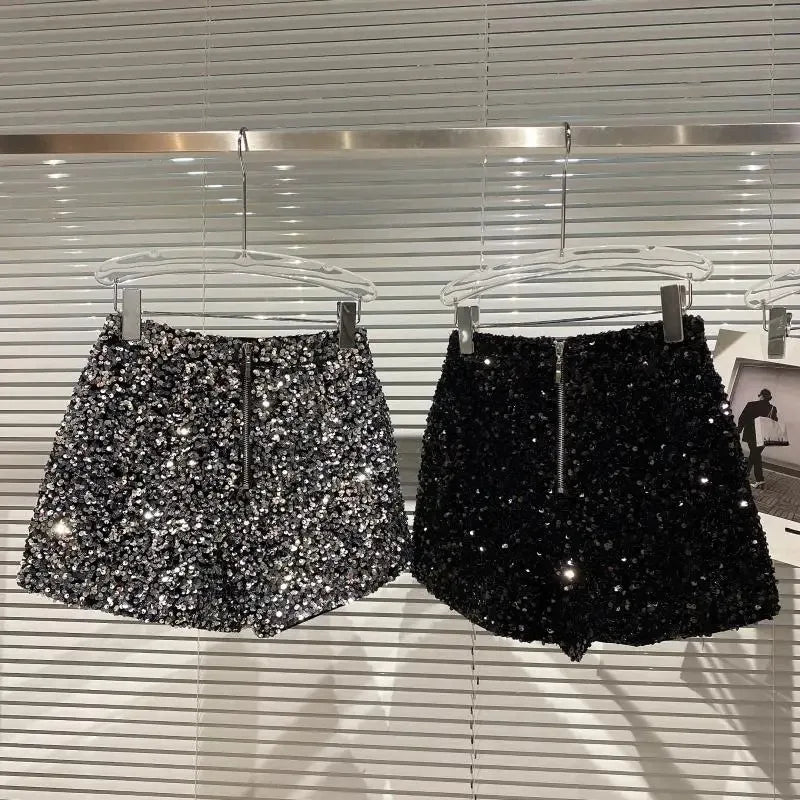 Spring/Summer Spice Girls-Inspired Sequin Zipper Shorts