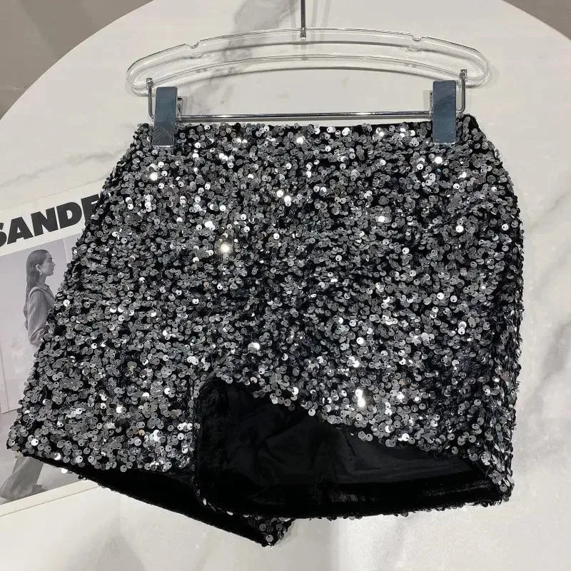 Spring/Summer Spice Girls-Inspired Sequin Zipper Shorts