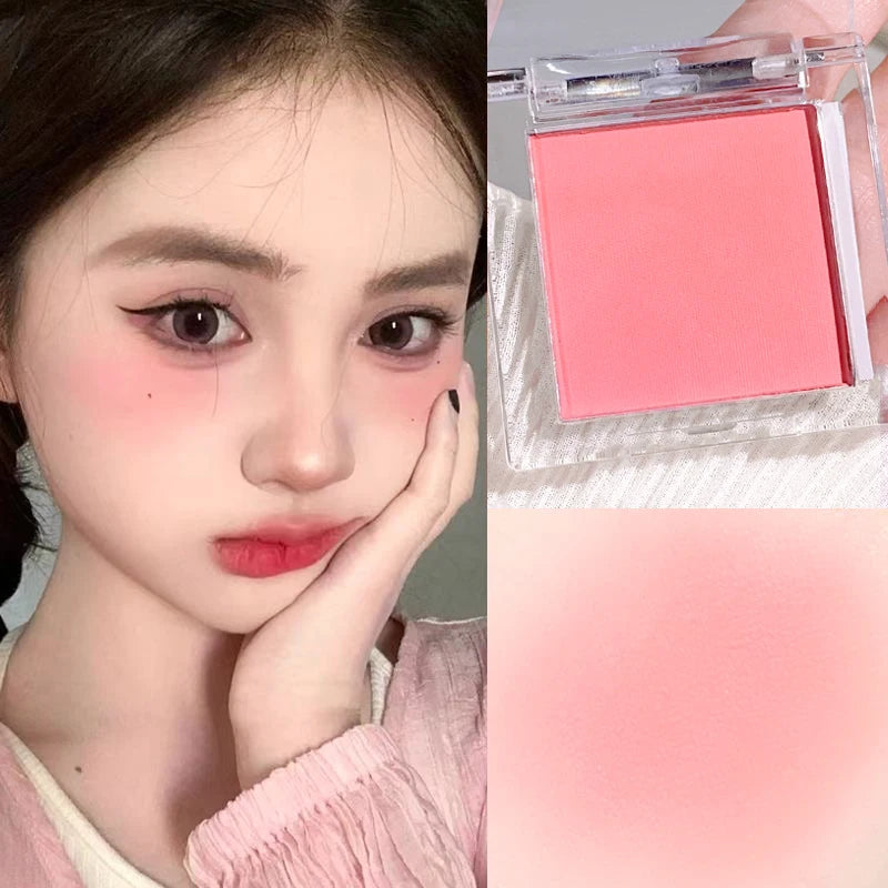 6-Color Monochrome Matte Blush Palette – Soft Peach, Pink, Purple, and Highlight Shades for a Youthful, Natural Glow
