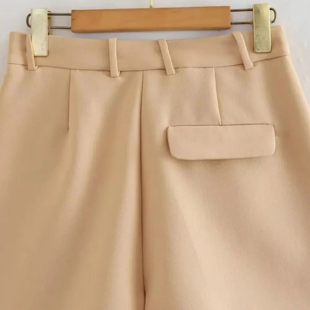 Vintage High Waist Zipper Fly Female Shorts