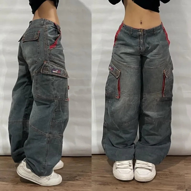 Women's Y2K Multi-Pocket Washed Baggy Pants
