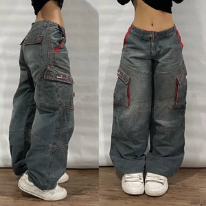 Women's Y2K Multi-Pocket Washed Baggy Pants