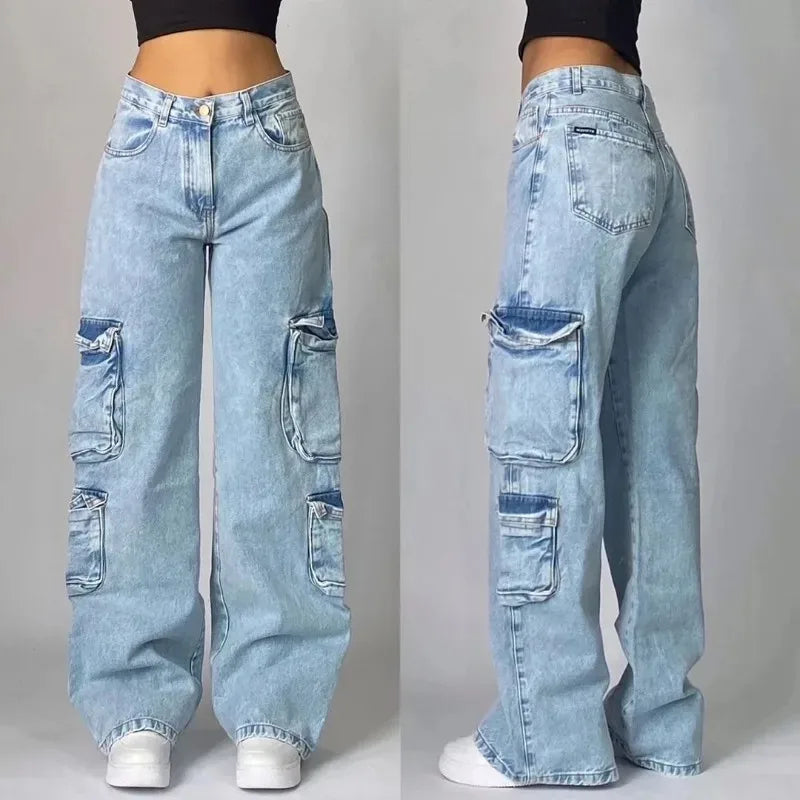 Women's Y2K Multi-Pocket Washed Baggy Pants