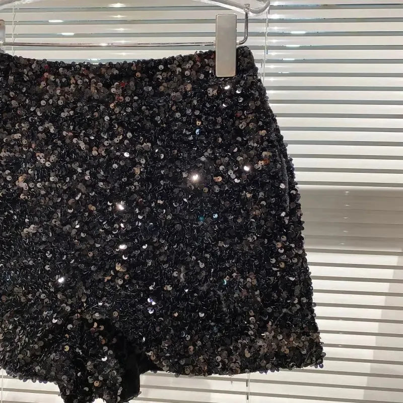 Spring/Summer Spice Girls-Inspired Sequin Zipper Shorts