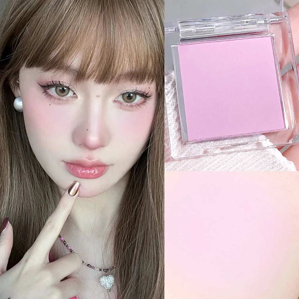 6-Color Monochrome Matte Blush Palette – Soft Peach, Pink, Purple, and Highlight Shades for a Youthful, Natural Glow