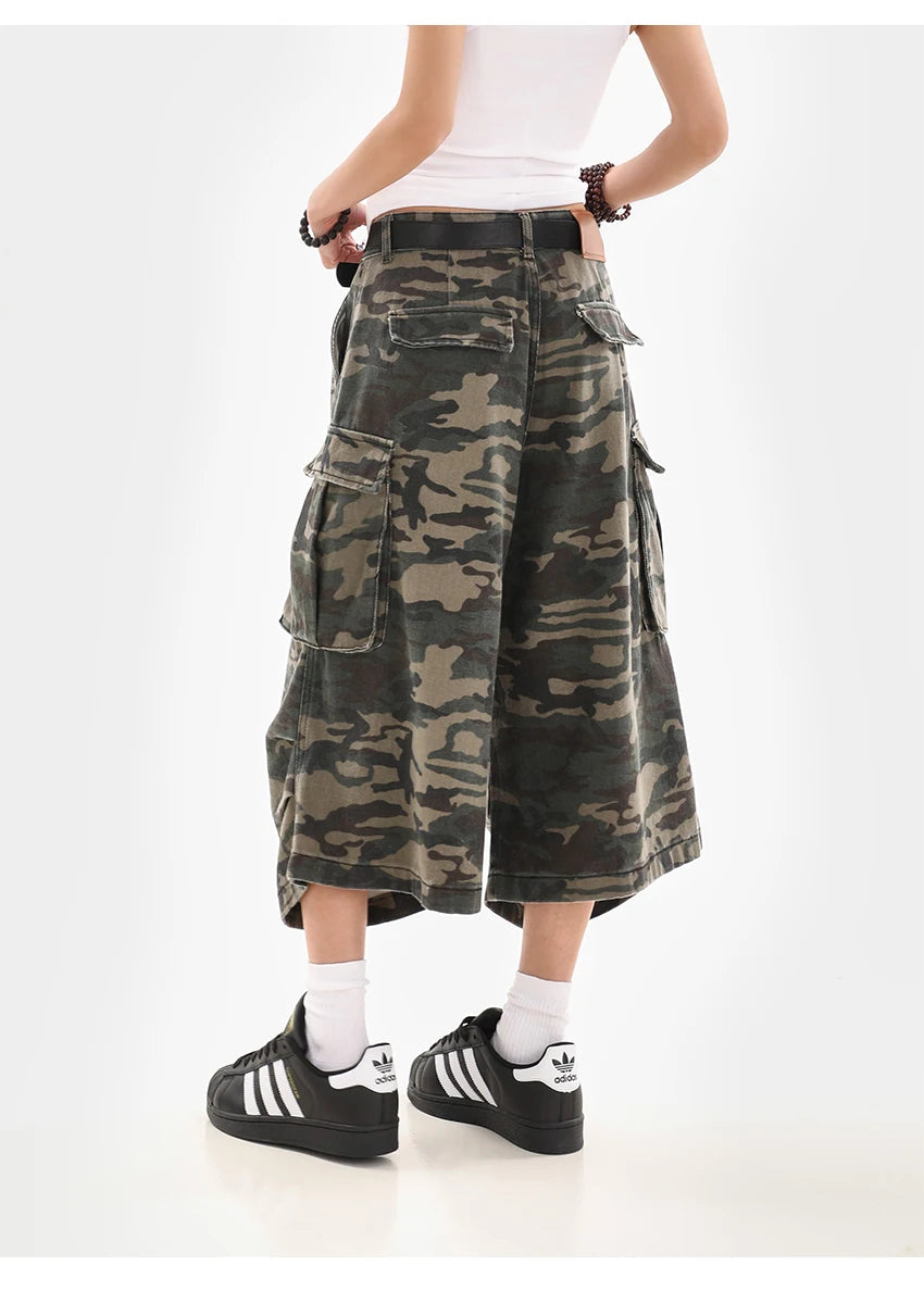 Vintage High-Waist Street Style Calf-Length Pants