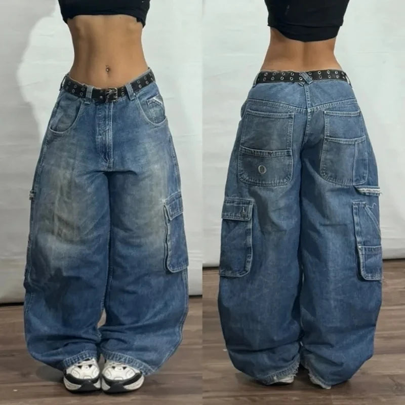 Women's Y2K Multi-Pocket Washed Baggy Pants