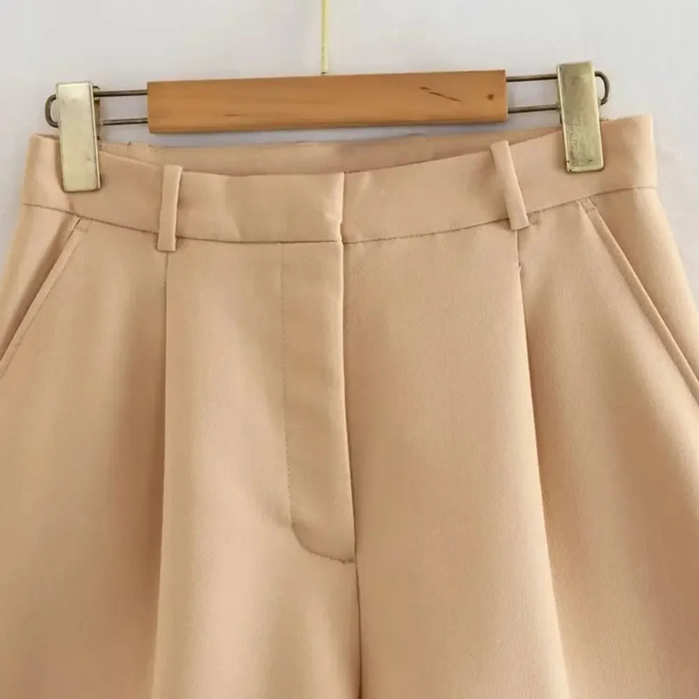 Vintage High Waist Zipper Fly Female Shorts