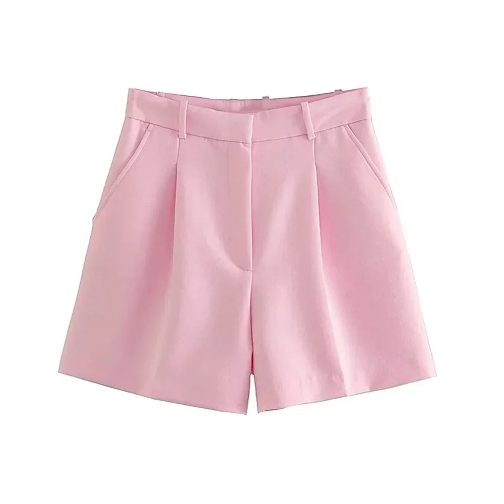 Vintage High Waist Zipper Fly Female Shorts