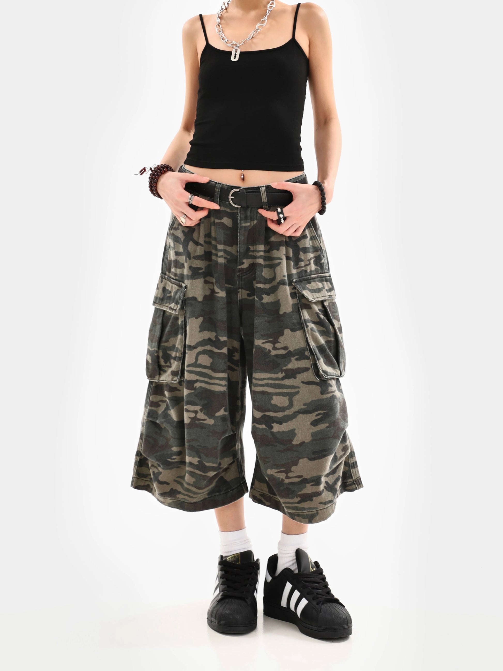 Vintage High-Waist Street Style Calf-Length Pants
