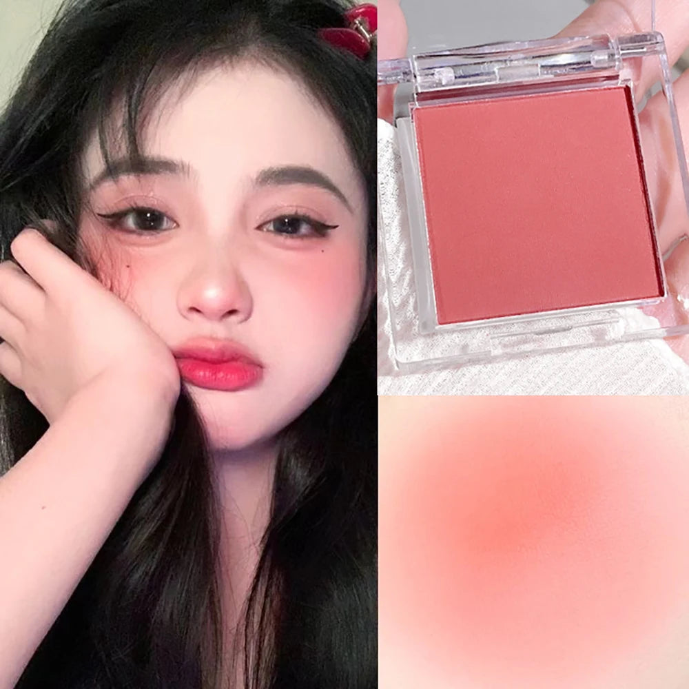 6-Color Monochrome Matte Blush Palette – Soft Peach, Pink, Purple, and Highlight Shades for a Youthful, Natural Glow