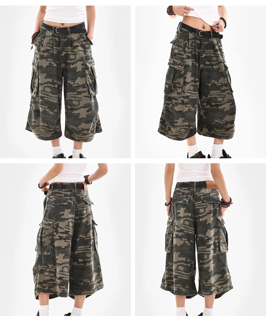 Vintage High-Waist Street Style Calf-Length Pants