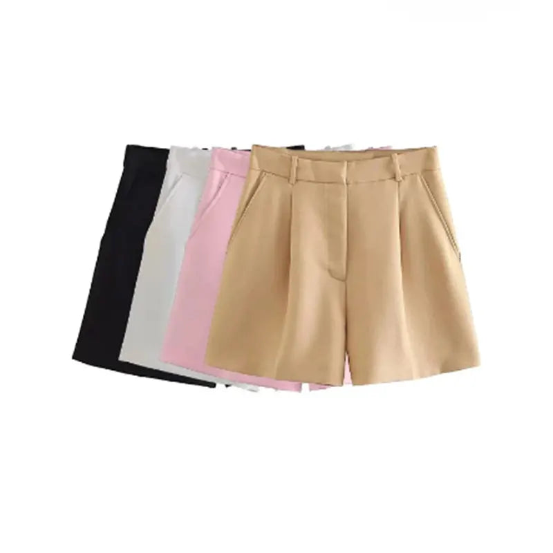 Vintage High Waist Zipper Fly Female Shorts