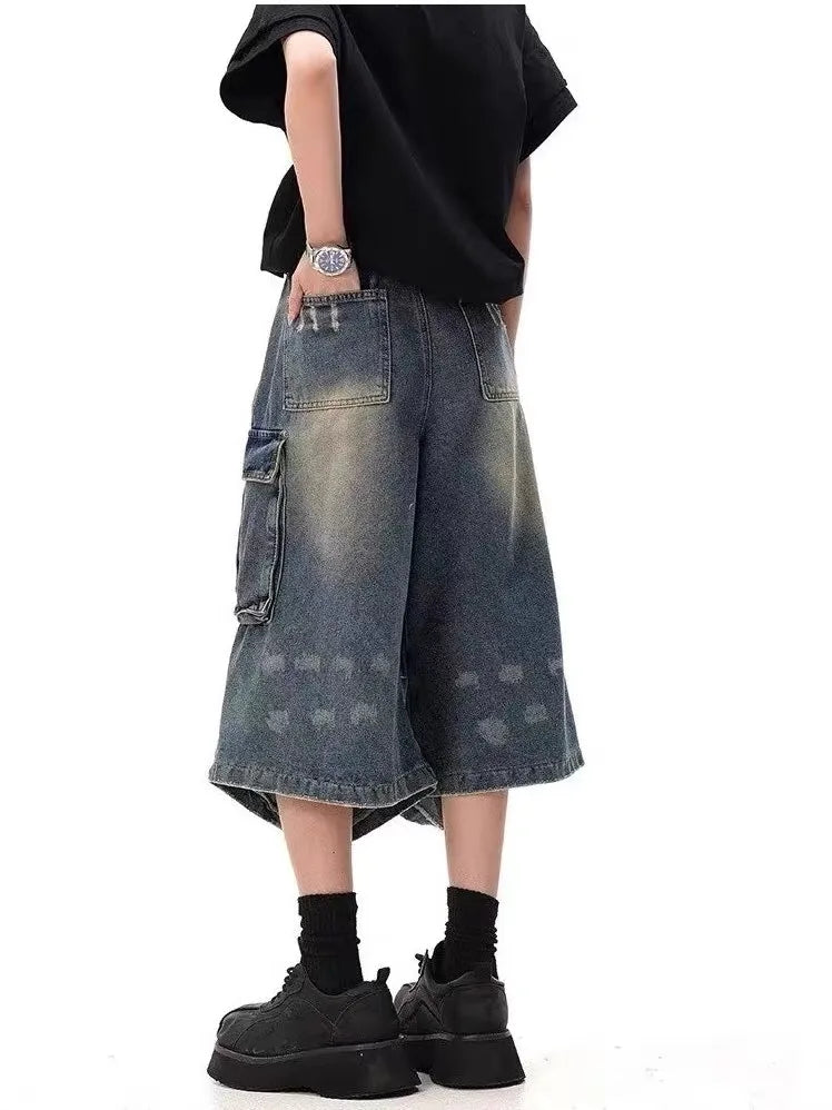 Vintage High-Waist Street Style Calf-Length Pants