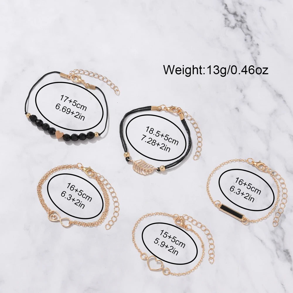 6-Piece Women's Luxury Watch and Bracelet Set – Leather Band Analog Quartz Watch with Fashion Accessories
