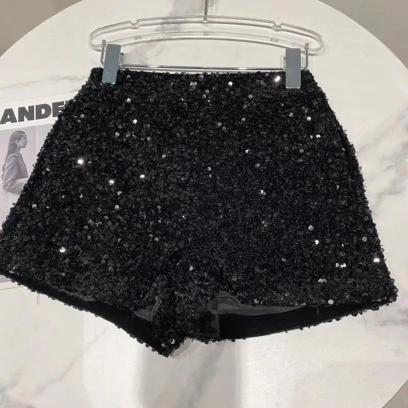 Spring/Summer Spice Girls-Inspired Sequin Zipper Shorts