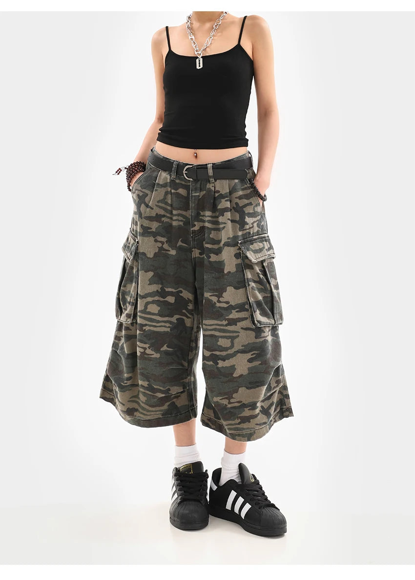 Vintage High-Waist Street Style Calf-Length Pants