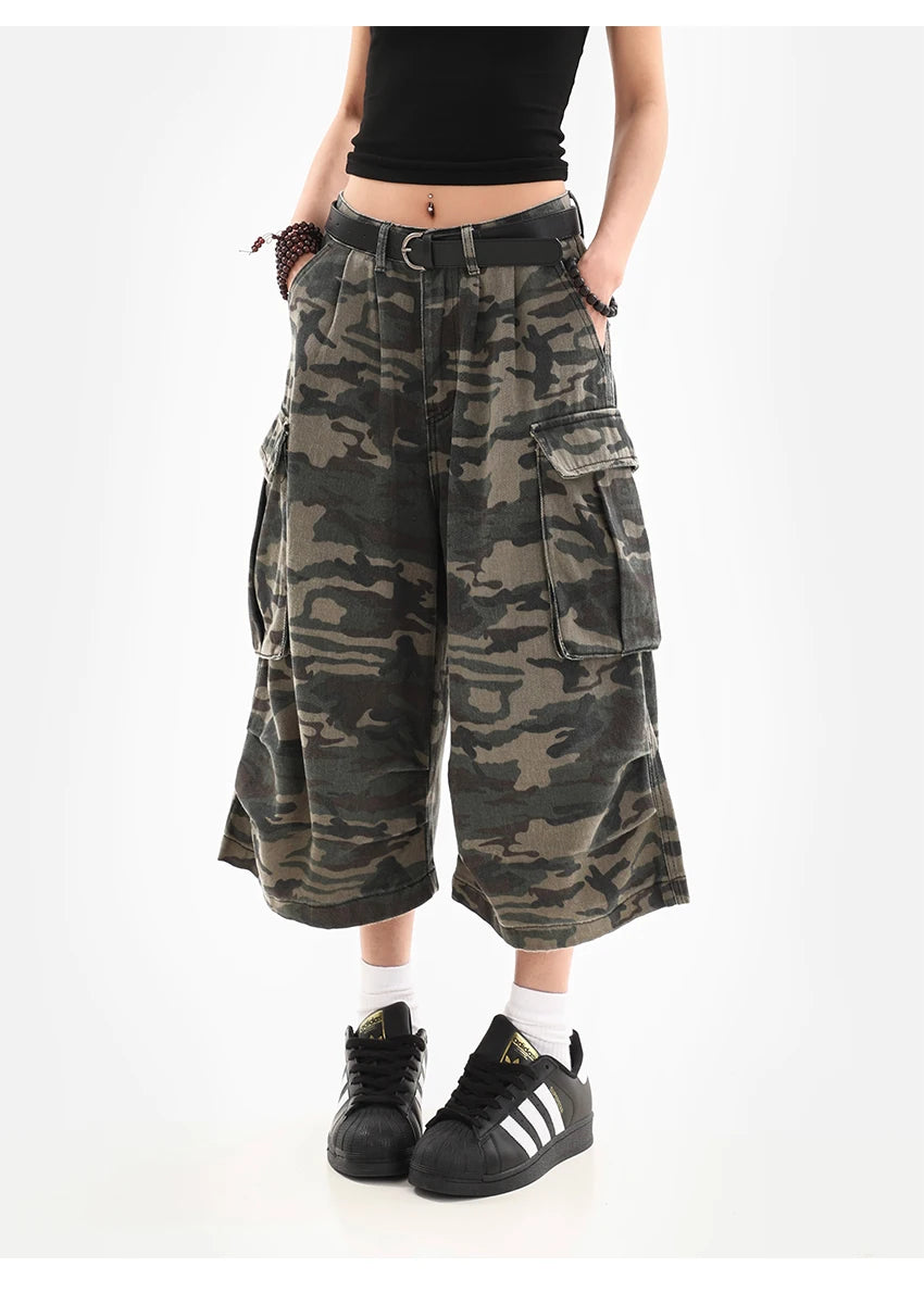 Vintage High-Waist Street Style Calf-Length Pants
