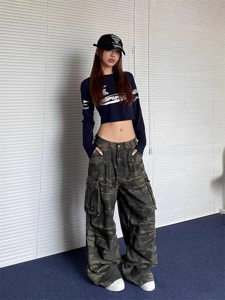 Vintage High-Waist Street Style Calf-Length Pants