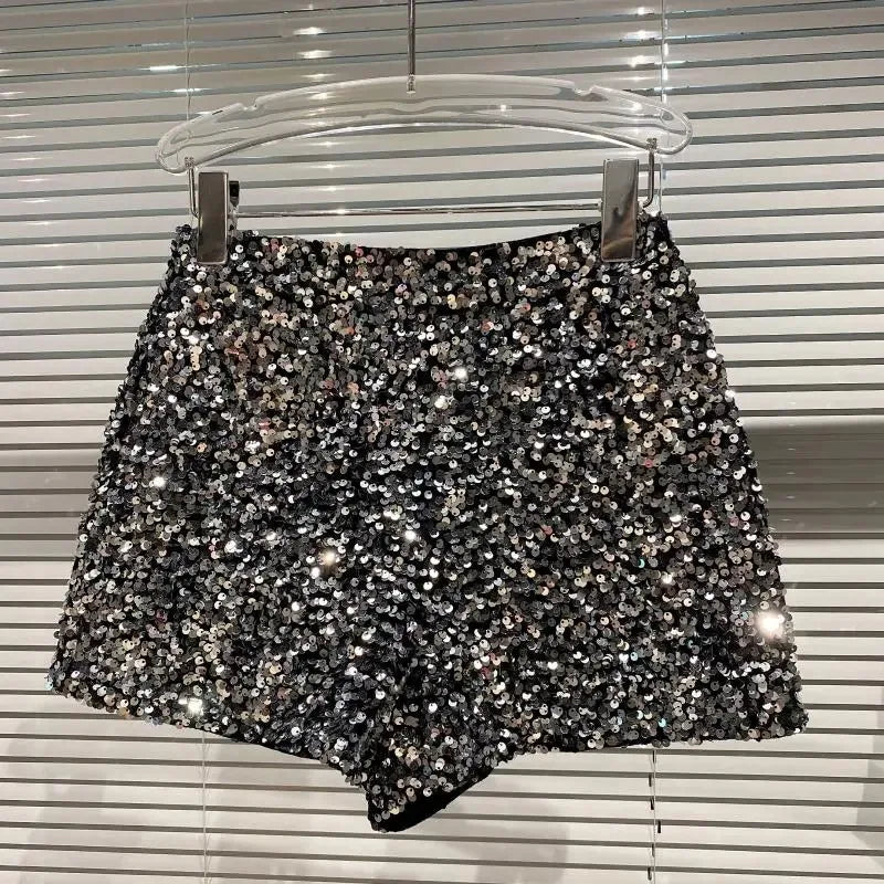Spring/Summer Spice Girls-Inspired Sequin Zipper Shorts