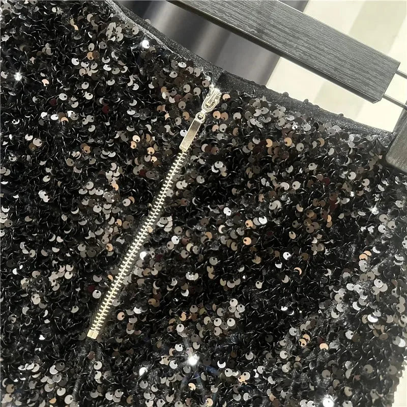 Spring/Summer Spice Girls-Inspired Sequin Zipper Shorts