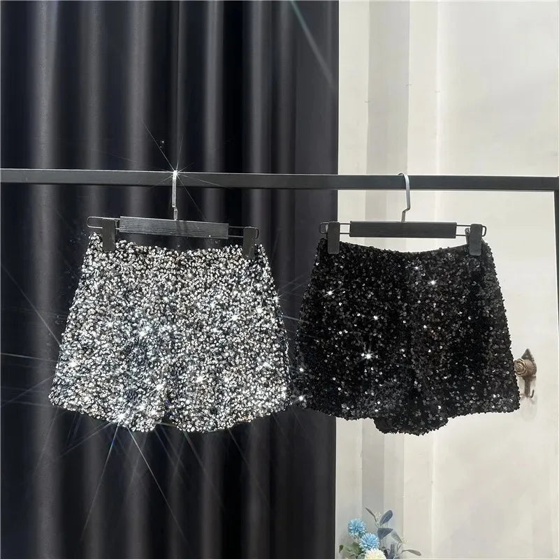 Spring/Summer Spice Girls-Inspired Sequin Zipper Shorts