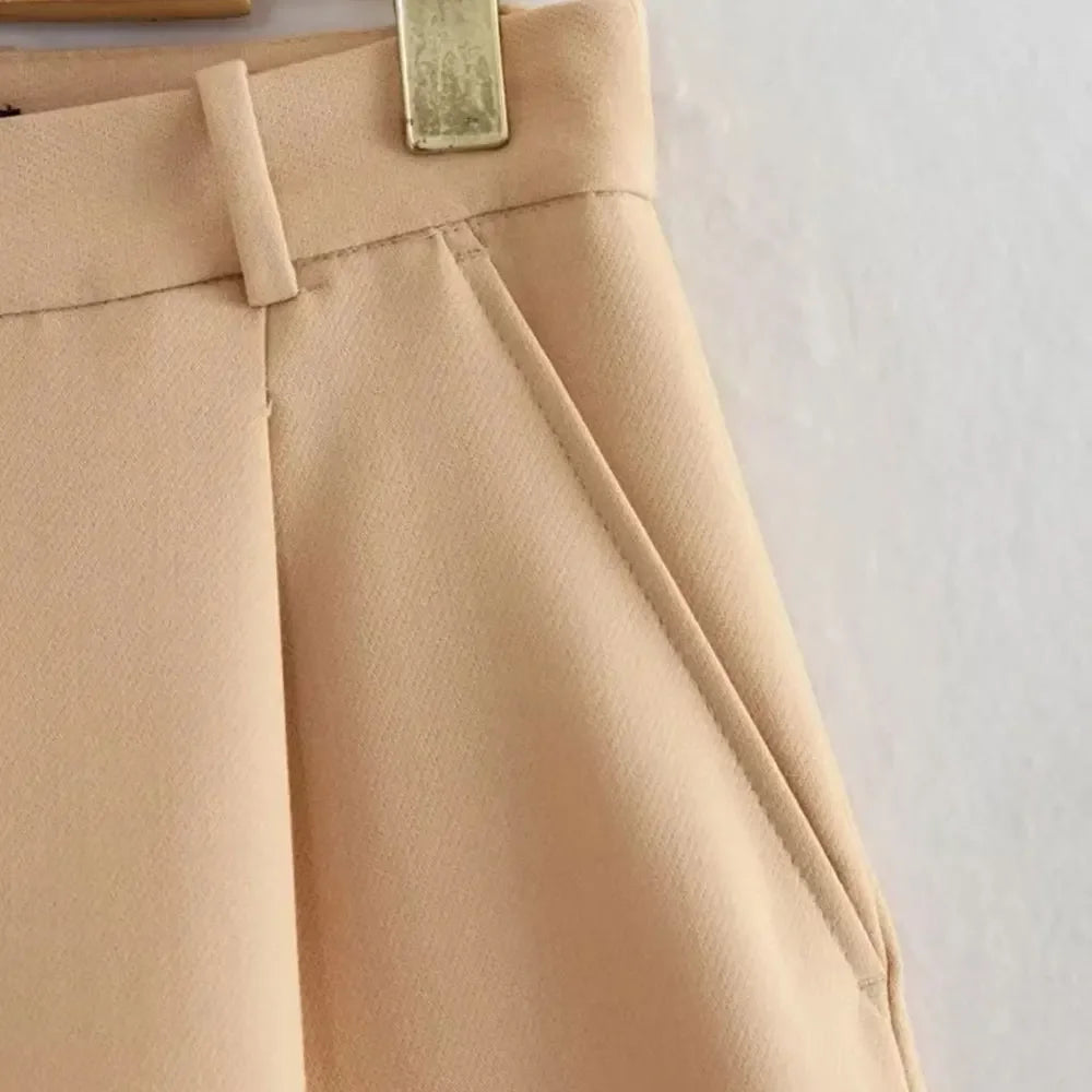 Vintage High Waist Zipper Fly Female Shorts