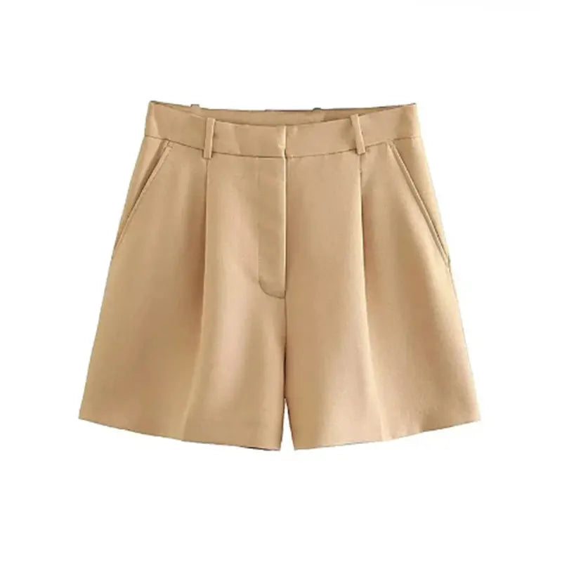 Vintage High Waist Zipper Fly Female Shorts