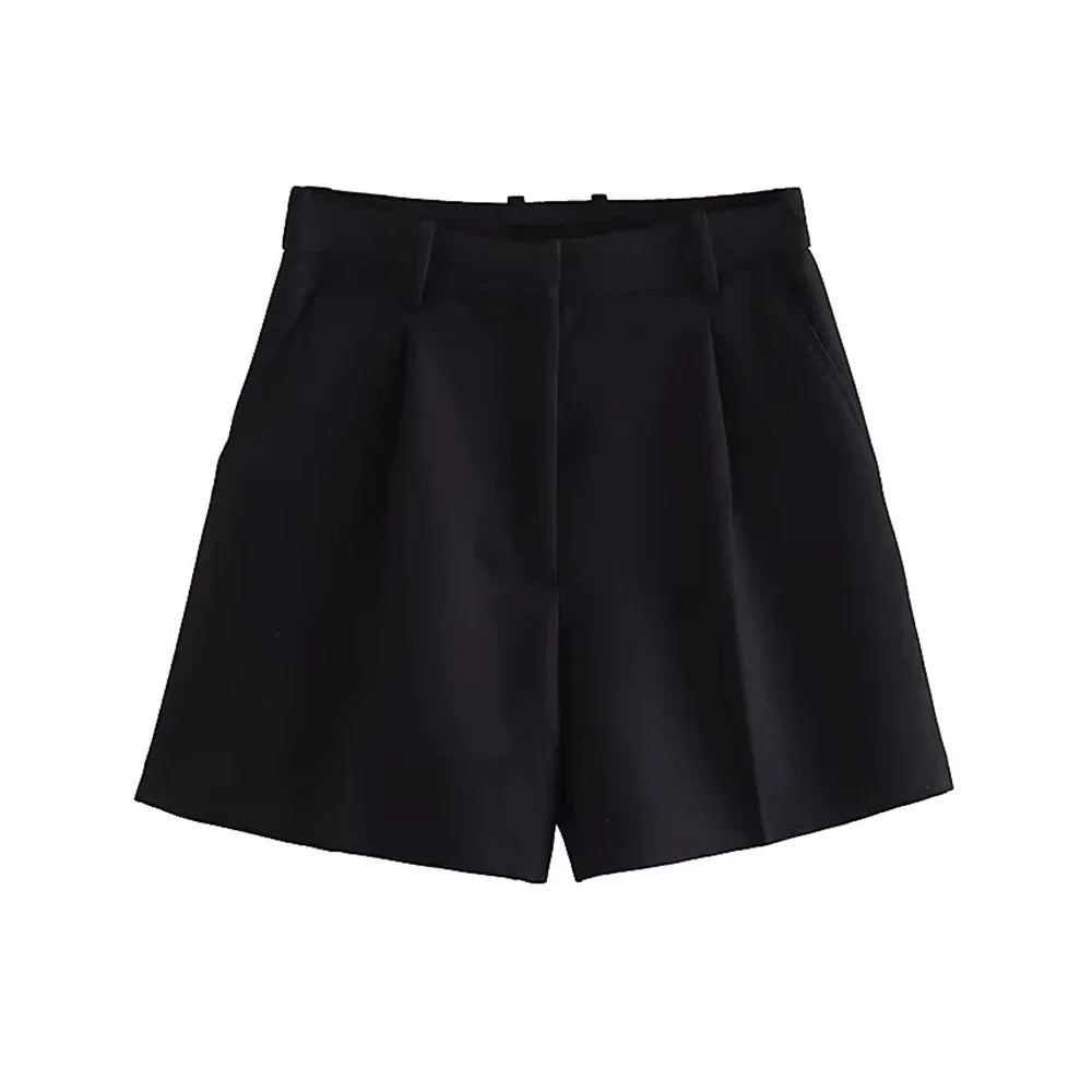Vintage High Waist Zipper Fly Female Shorts