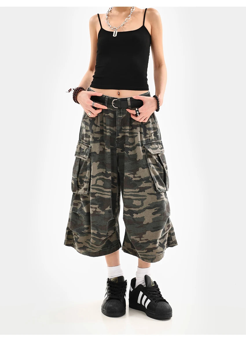 Vintage High-Waist Street Style Calf-Length Pants