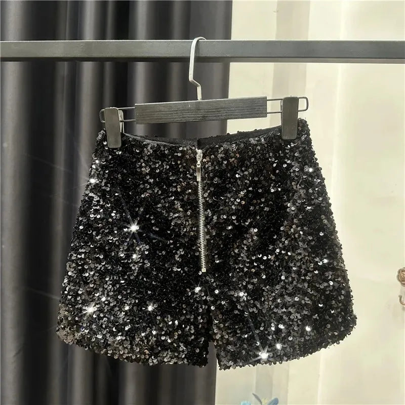 Spring/Summer Spice Girls-Inspired Sequin Zipper Shorts