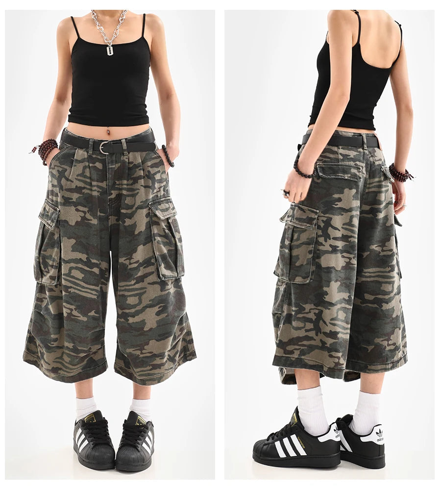 Vintage High-Waist Street Style Calf-Length Pants